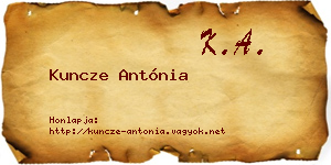 Kuncze Antónia névjegykártya
